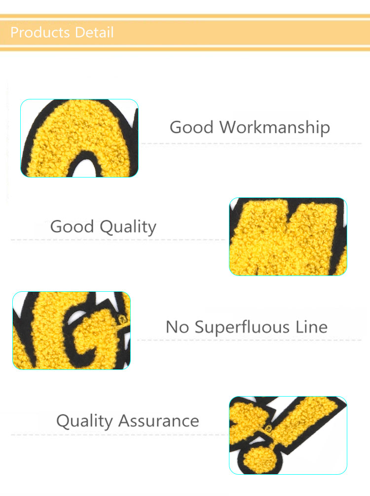 OMG Yellow Chenille Varsity Letter Patches Sew On Style 18.5*7.5CM Size