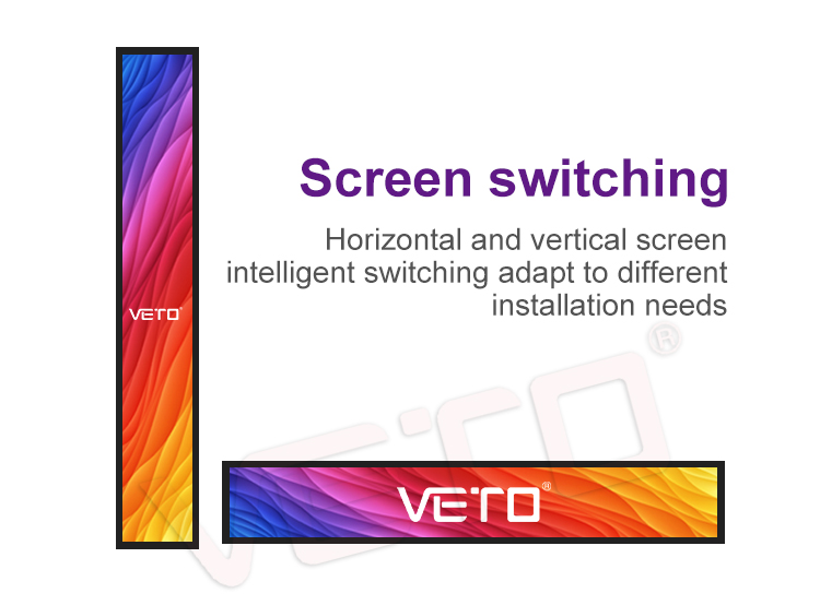 VETO Customisizd Size Indoor Digital Advertising Screen Shelf Edge Stretched Bar LCD Display For Retail Store
