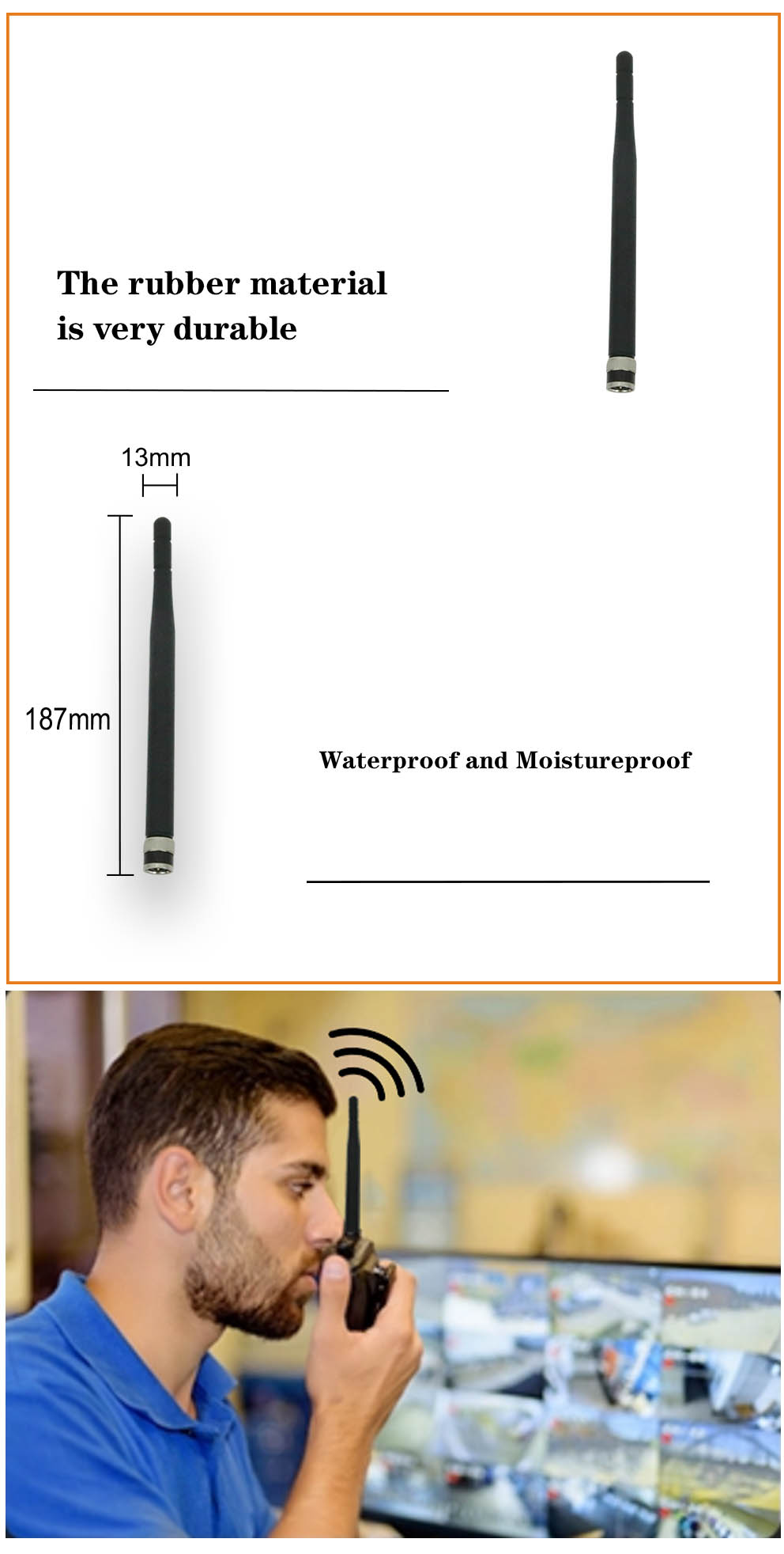 2.4GHz 5GHz 2 Way Radio Whip Antenna High Gain Antenna For Walkie Talkie