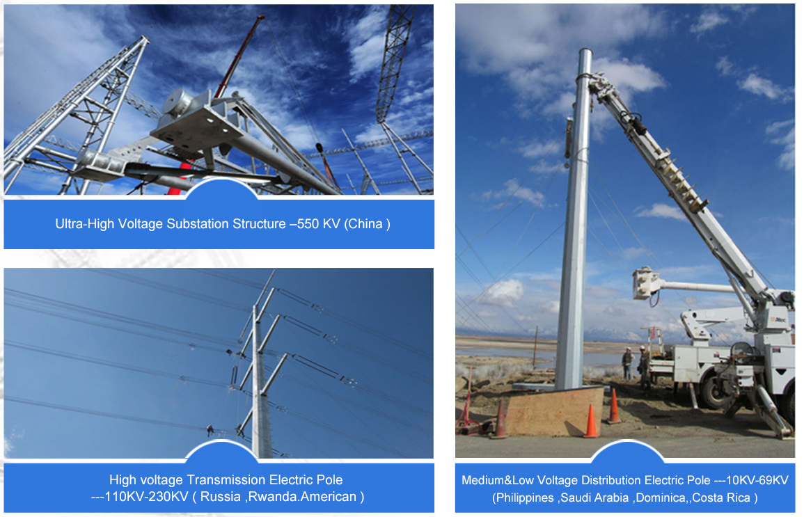 NEA 25FT Steel Poles 30FT 35FT 40FT 45FT For Philippines Construction Project