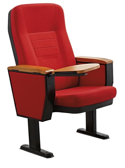 Red Fabric Wooden Armrest Auditorium Chairs With Writing Pad 5 Years Warranty