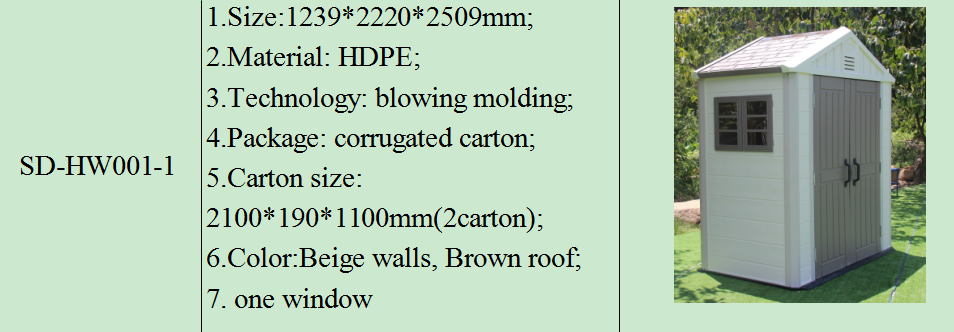 ODM ISO9001 Plastic Shed House , Steel Handle Large Outdoor Plastic Storage Sheds