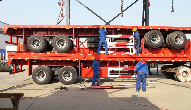  2 Axles flatbed container semi trailer
