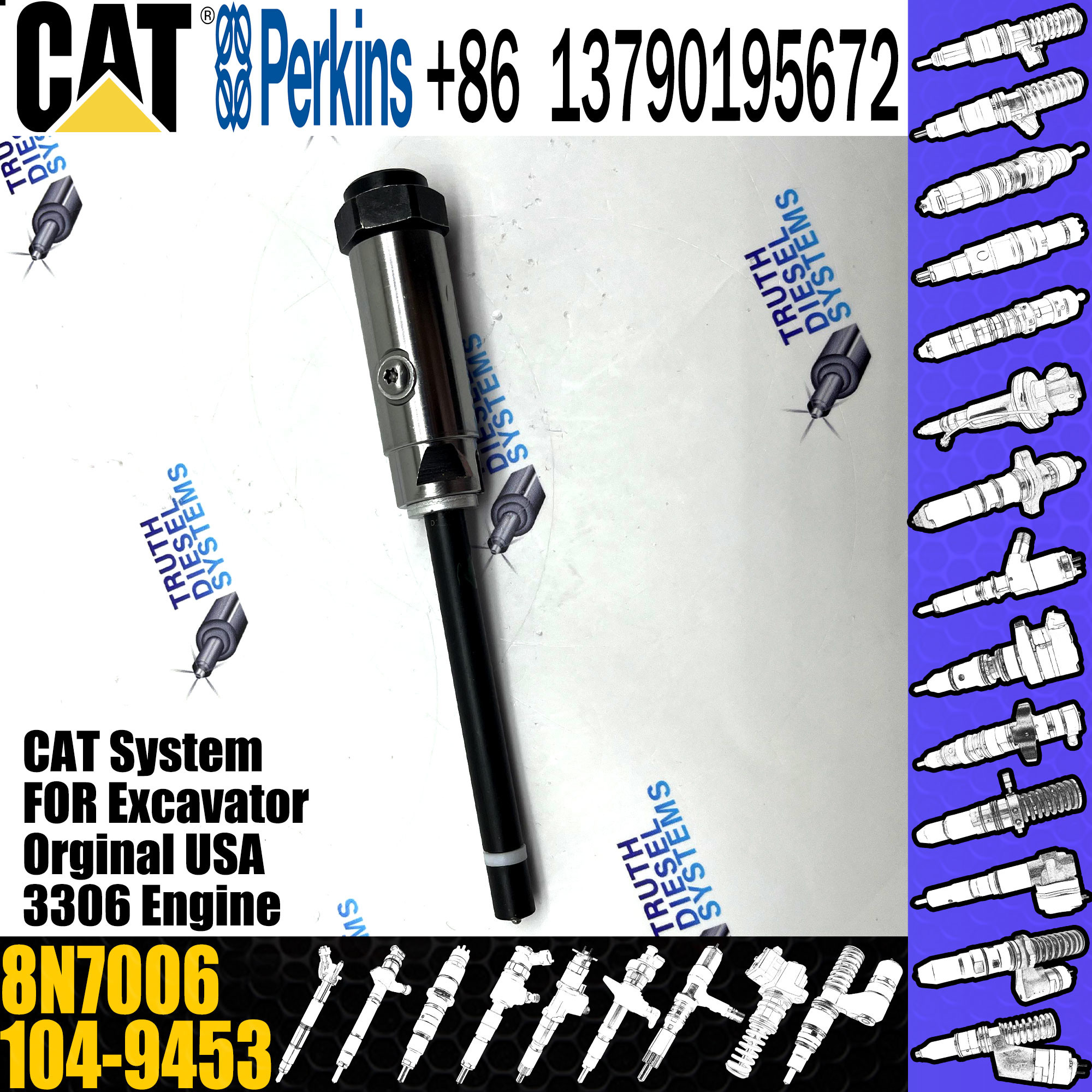 Excavator Diesel Fuel Injector 104-9453 1049453 8N7006 For 3306 Engine Parts