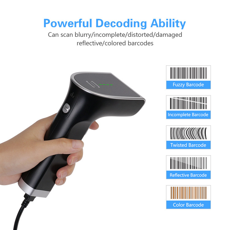 USB 1D Laser Barcode Scanner 650nm Visible Wired Handheld Bar Code Reader