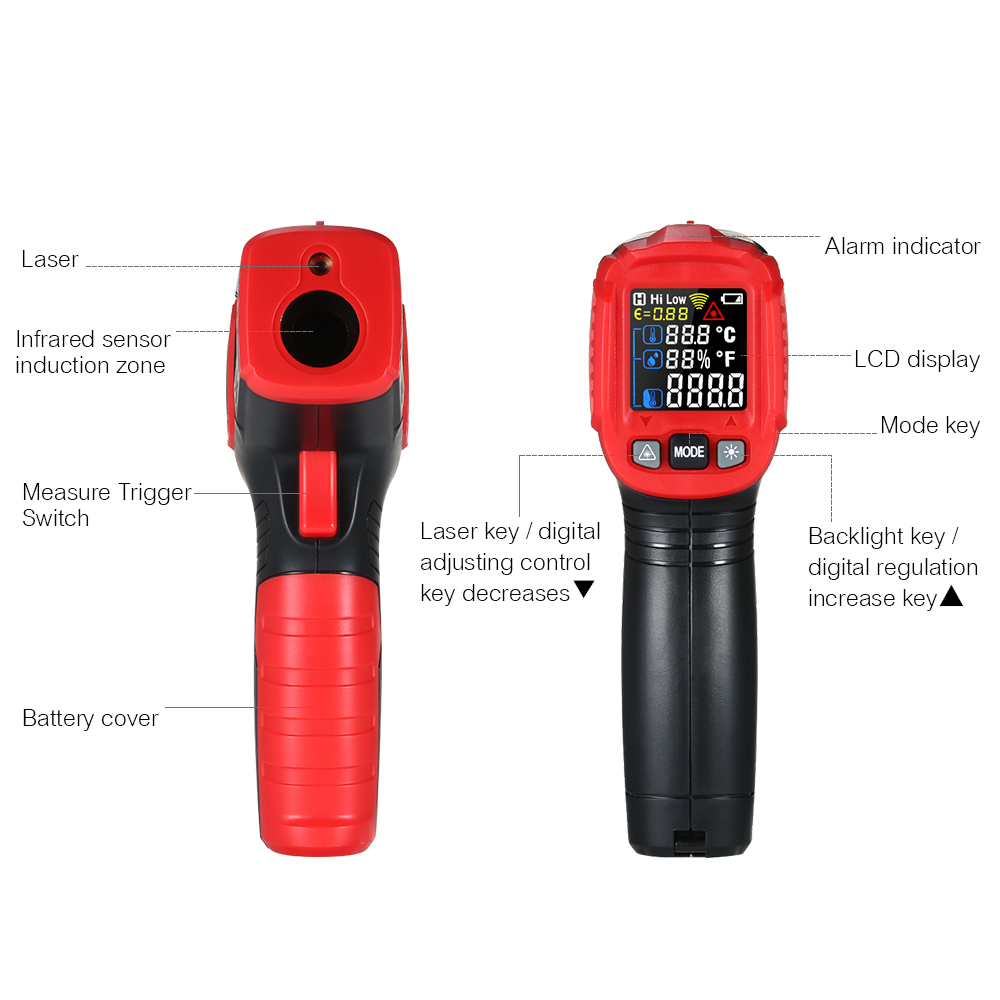 Cooking ABS Plastic Non Contact Infrared Thermometer Gun