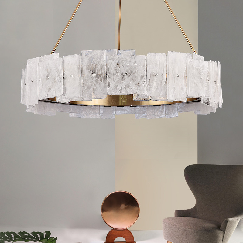 JYLIGHTING Nordic Modern LED Chandelier Luxury White Cloud Glass Pendant Light For Hotel Restaurant High Ceiling Hanging Lamp Iron Material Modern
