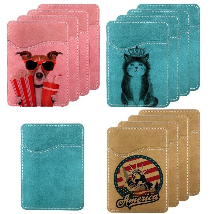 Custom Logo Sublimation Blanks Credit Card Holders Colourful PU Leather Sublimation Phone Card Holder
