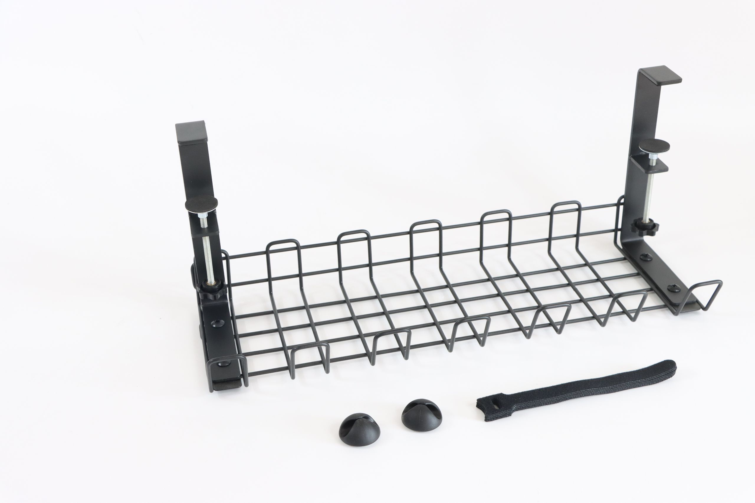 Adjustable No-Drill Under Table Wire Mesh Cable Tray for Easy Cable Management