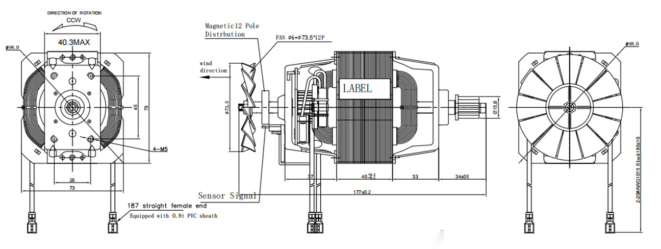 KG-9840 Universal Motor Voltage 12-36v Electric Induction Motor 60-120W For Blender