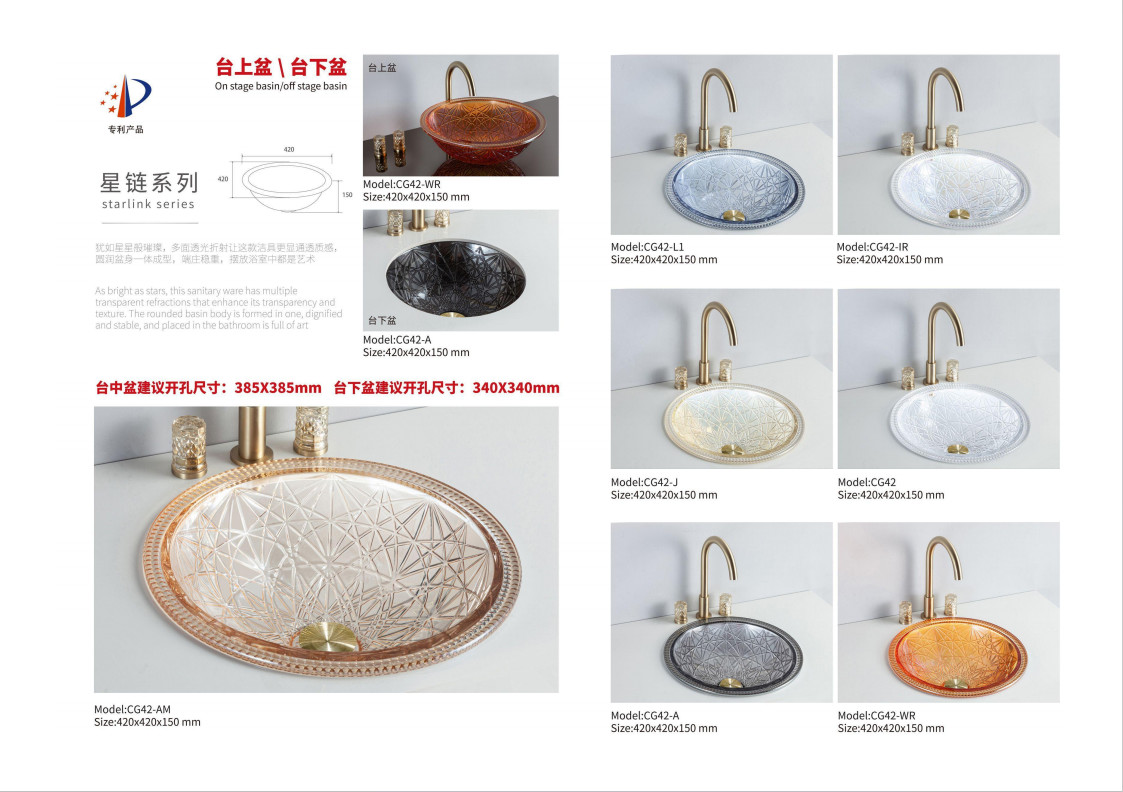 Transparent Vessel Art Wash Hand Basin Round Bathroom Clear Glass Counter Top Bathroom Sink