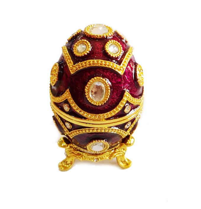 Handmade Enamel Faberge Easter Egg Jewelry box Luxury Blue Faberge Easter Egg Russian Royal Case Jewellery Box Holder