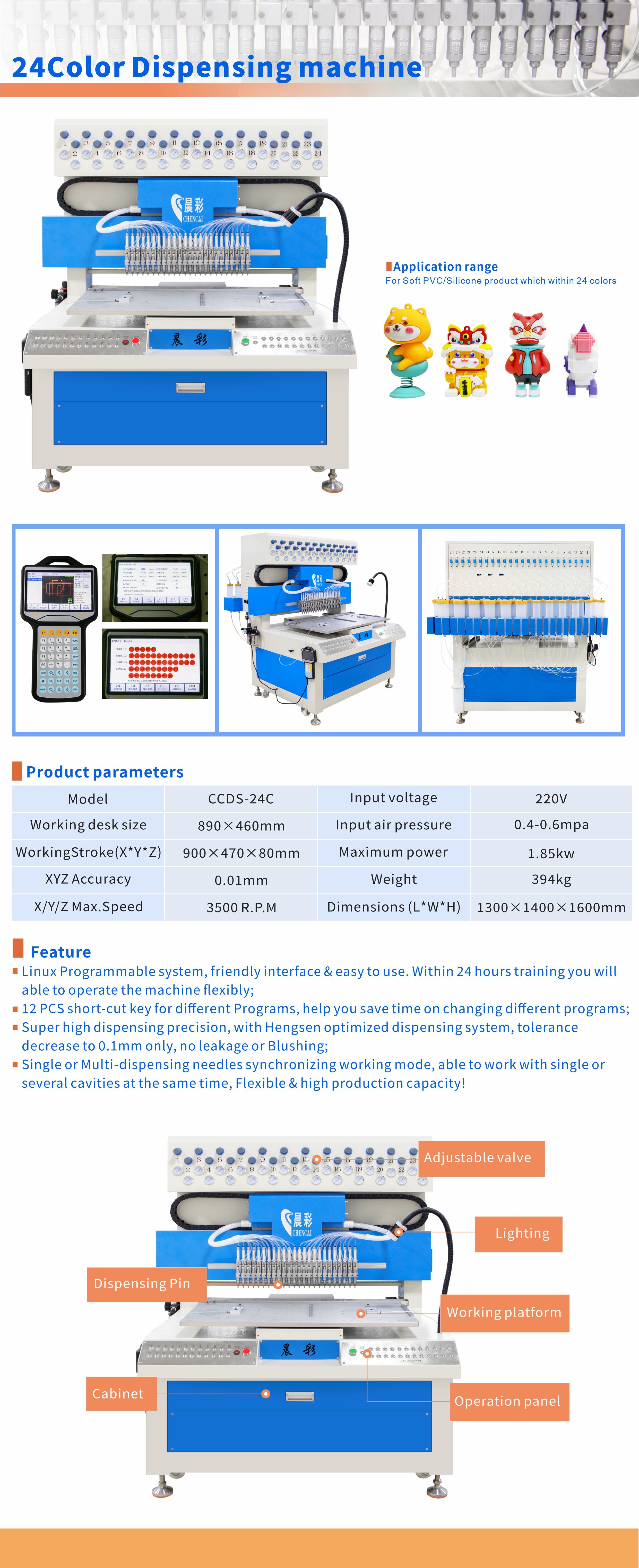 Customized Rubber Patch Making Machine with 24 Color Automatic Silicone PVC Dispenser