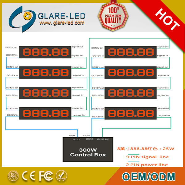 Gas Price Display Signs Glare LED 16'' White 88.88 Petrol Changer Sign No Specification