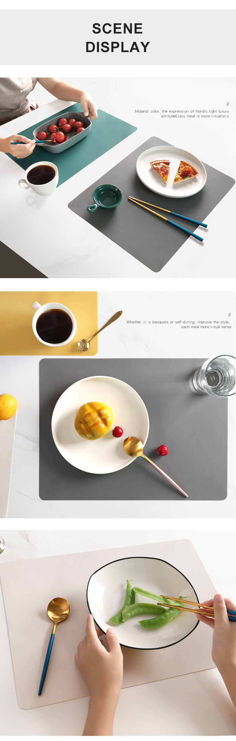 Bpa Free Non-Slip Silicone Dining Table Mat Heat Insulation Kitchen Pads
