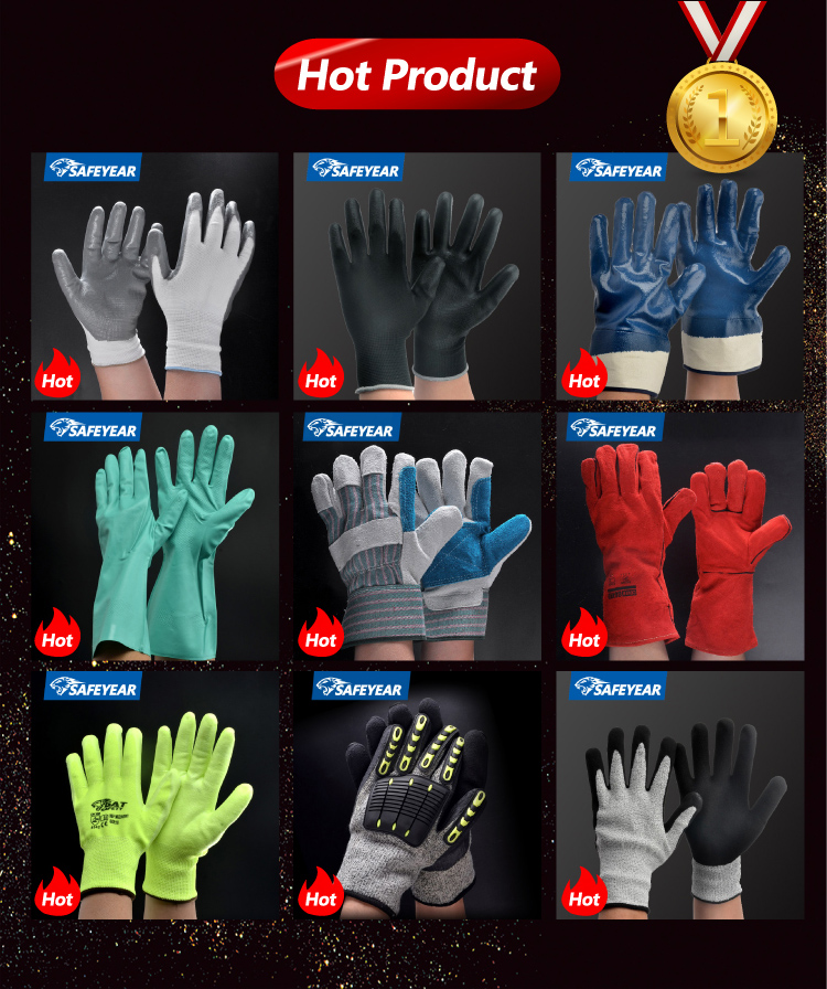 Mens Safety Working Gloves Industrial SAFEYEAR Latex Gloves For Electrical Work 10''