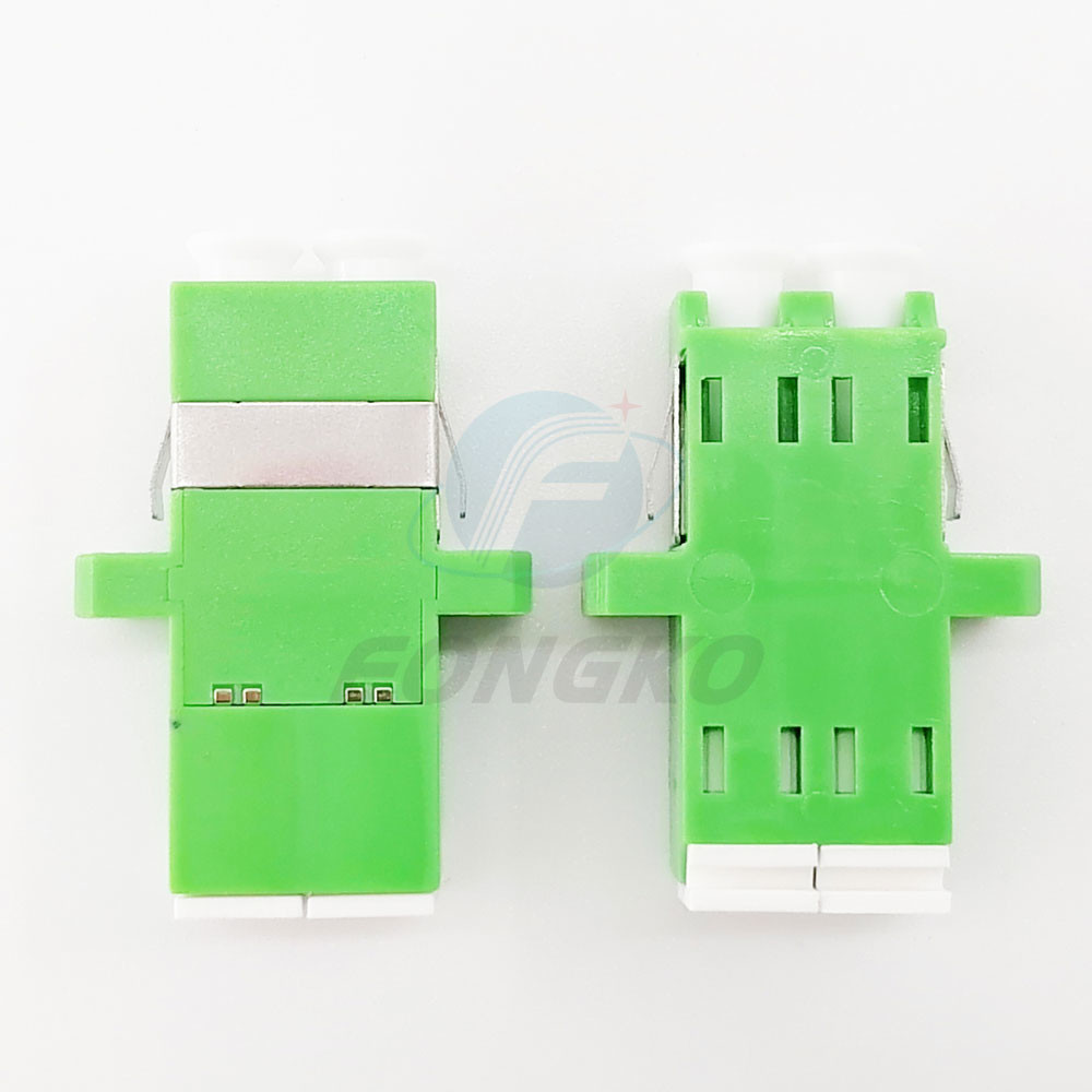 Duplex Single Mode Fiber Optic Adapter With Flange LC APC