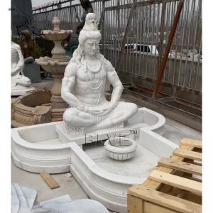 Buy cheap BLVE White Marble Lord Shiva Shakti Statue Garden Buddha Statue Fountain Hindu God Stone Sculpture Life Size Indian product