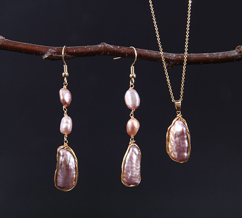 Natural Baroque Pearl necklace Natural Freshwater Baroque Pearl Pendant Necklace for Women Pearl Necklace Jewelry set