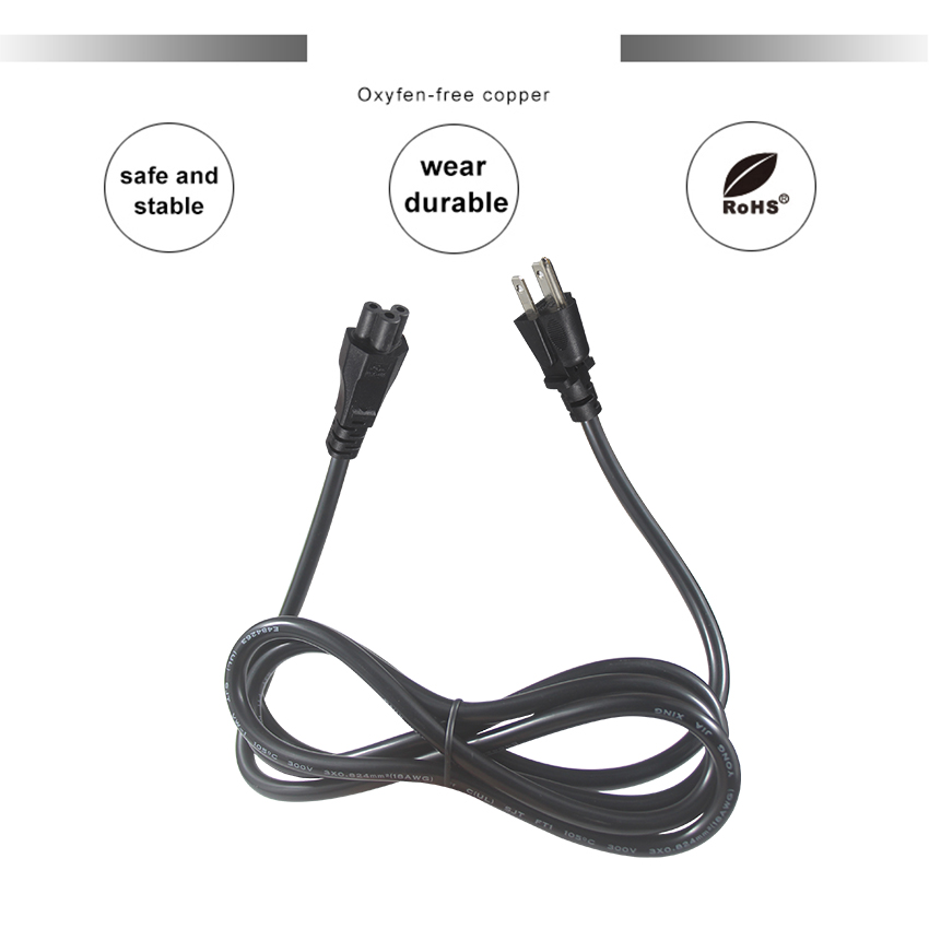 IEC5 Female End 3prong AC Electric Power Cord 14AWG NEMA 5-15P Plug To IEC 320 C5 Socket