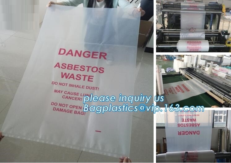 PE packing bag for Asbestos fibers, large size thicker LDPE asbestos remove bags, Large Asbestos Waste Removal Bags, pac