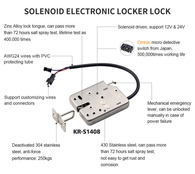 12V Solenoid Latch Hidden Electric lock Cabinet Lock