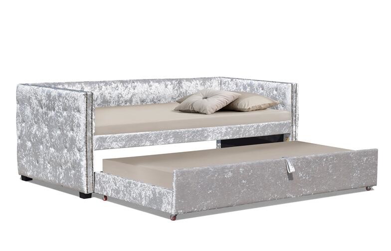 Crush Velvet Upholstered Trundle Daybed