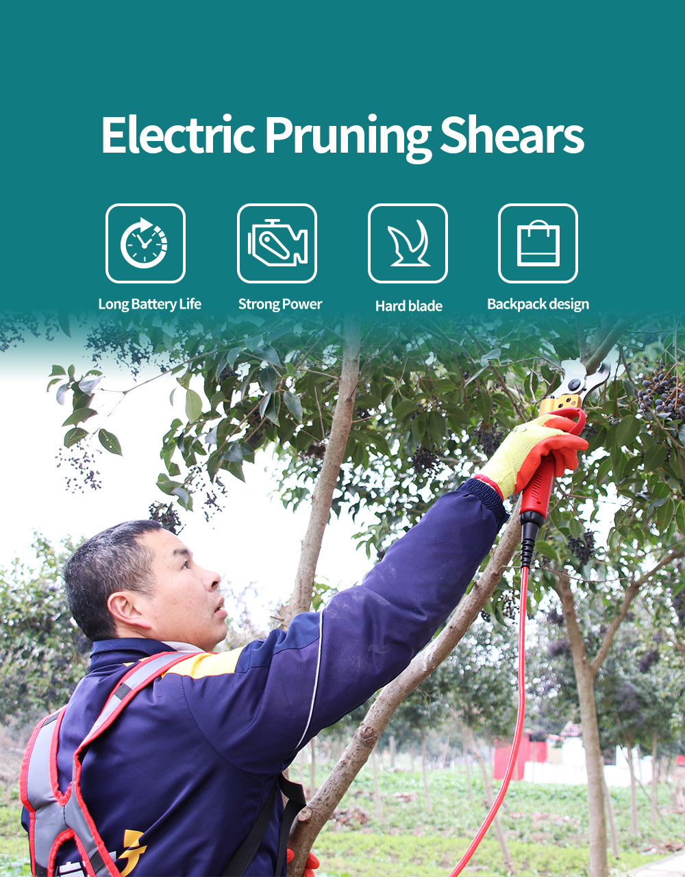 Swansoft Cordless 43.2V Electric Pruning Shears Scissors Cut The Branches of a Maximum Diameter of 40mm