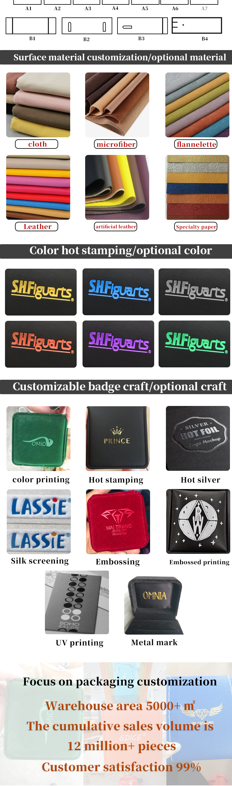 Han Hong Customized Size Blue Velvet Jewelry Box with Logo and Jewelry Package