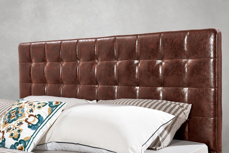 Leather / Fabric Upholstered Headboard Bed for Apartment Bedroom interior fitment by Leisure Furniture with Wooden table