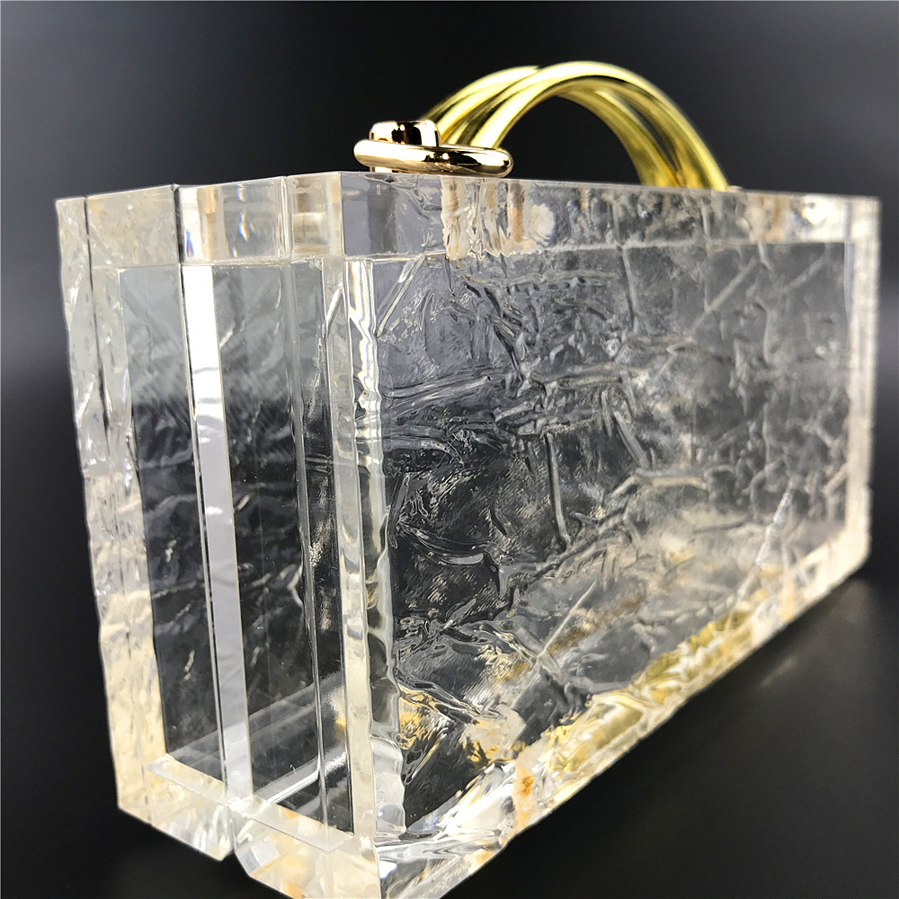 Unisex Acrylic Hand Bag Small Square Transparent Box Bag for Women Dinner Chain Crossbody