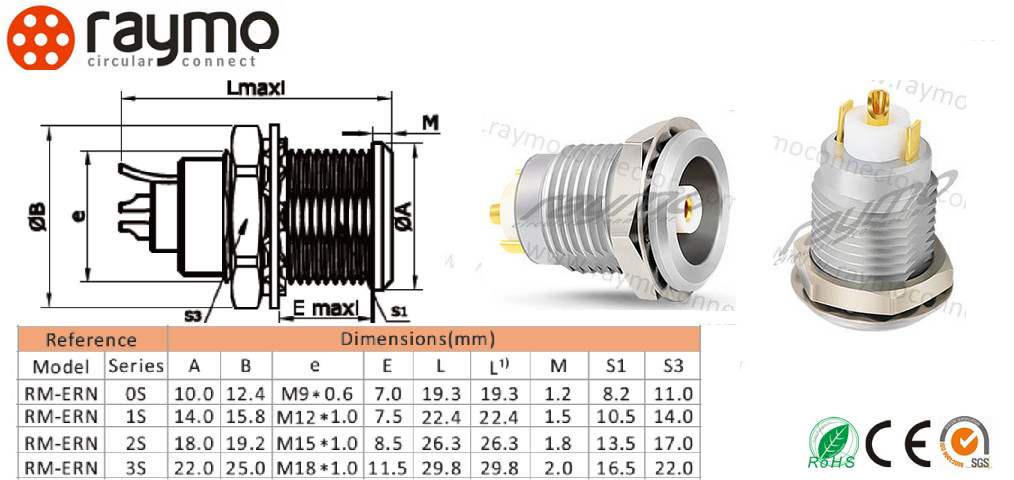 IP50 Rating Printed Circuit Connectors Multipole Type Lemo Alternative 4 Pin Durable