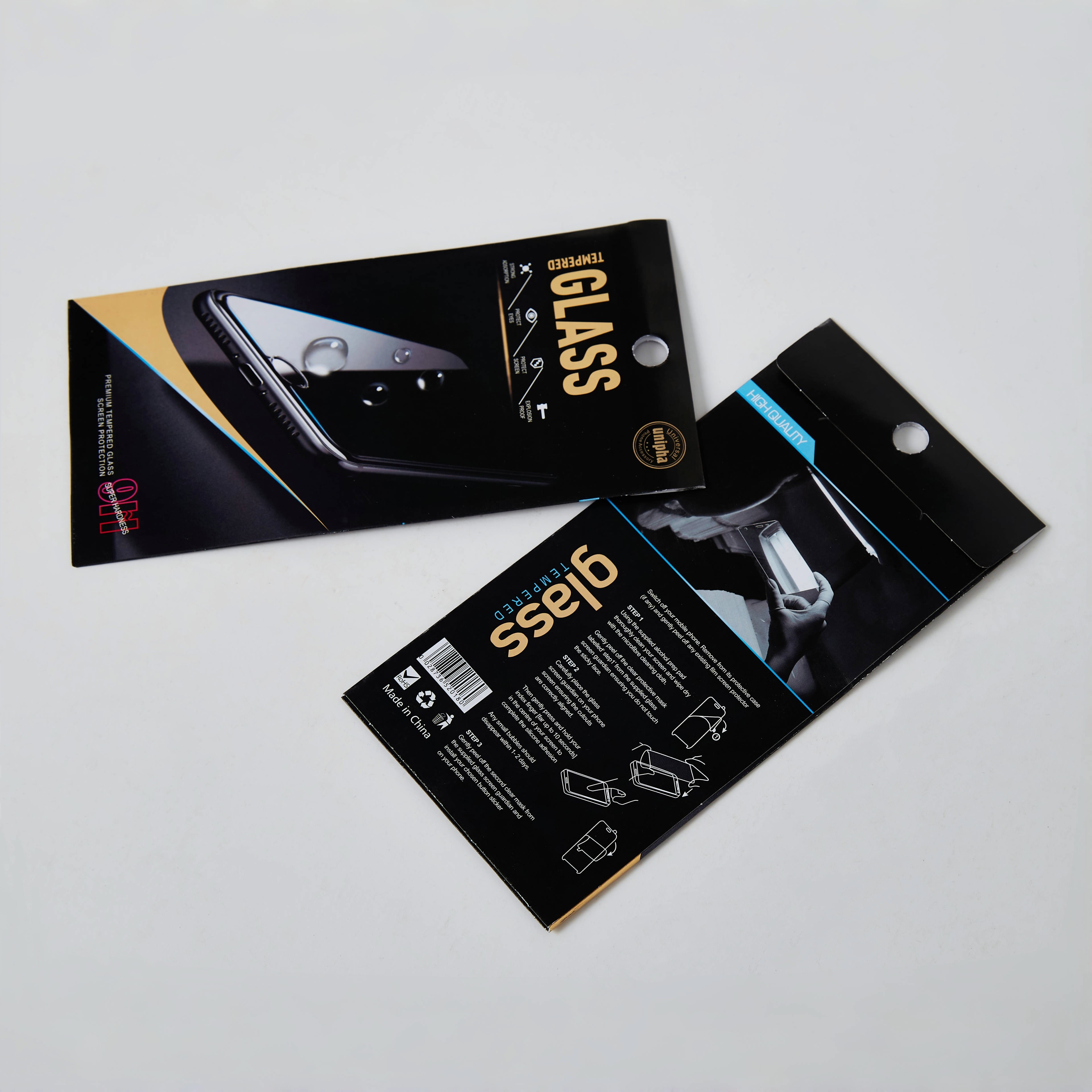 Mobile Phone Tempered Glass Screen Protector Packaging Box with Customized Shape
