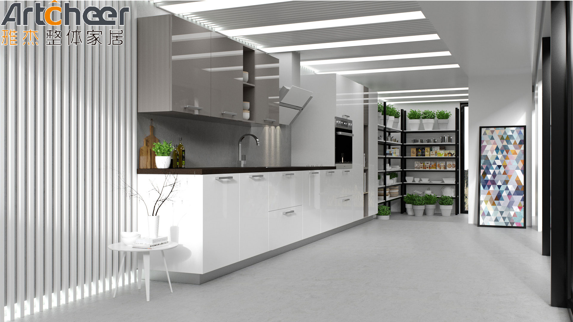 Smart Luxury Style Kitchen Cabinet Furniture White Island Set With Modern Design