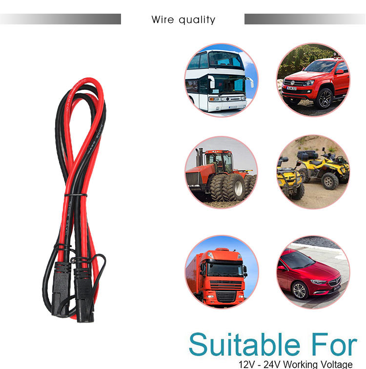 12V 24V SPT-2 10AWG 2Pin SAE Quick Disconnect Extension Cable For Automotive Power