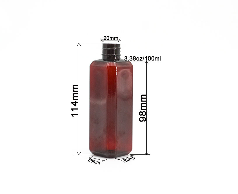 Brown Clear Square Press 28mm 100ml Cosmetic Lotion Bottle