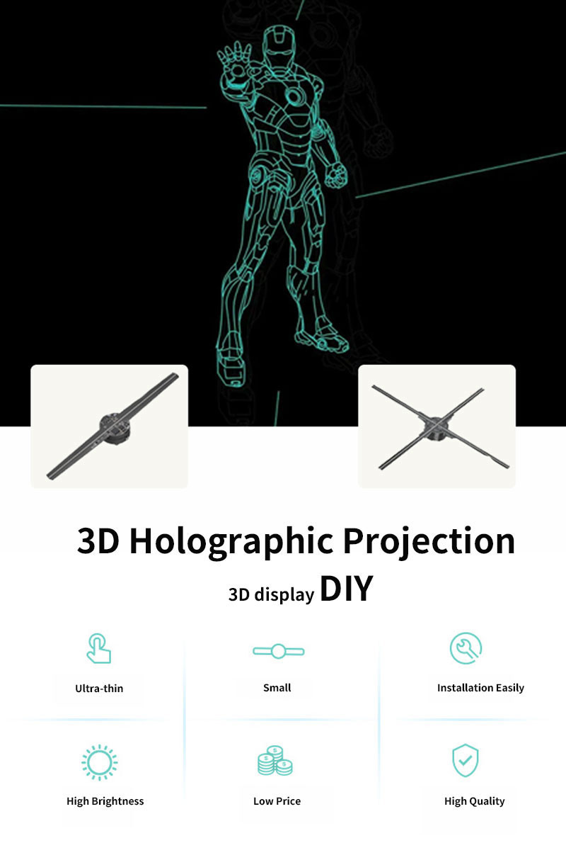180cm 3D Hologram Fan Display 4 Blades Naked Eye 2K 3D Display Fan Wifi App Control
