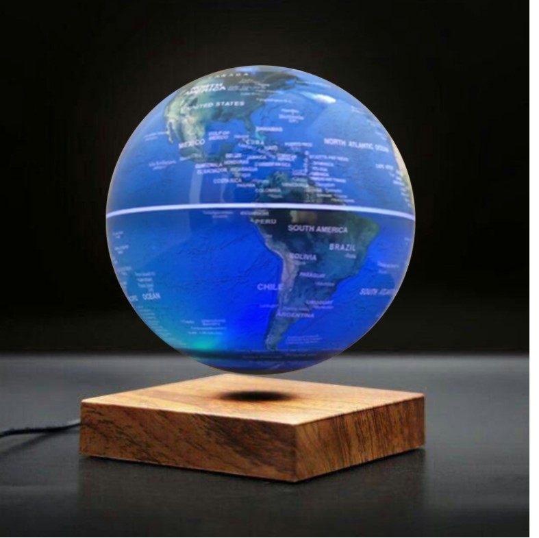 wooden base magnetic floating levitation 6inch or 7inch globe with colorful light change