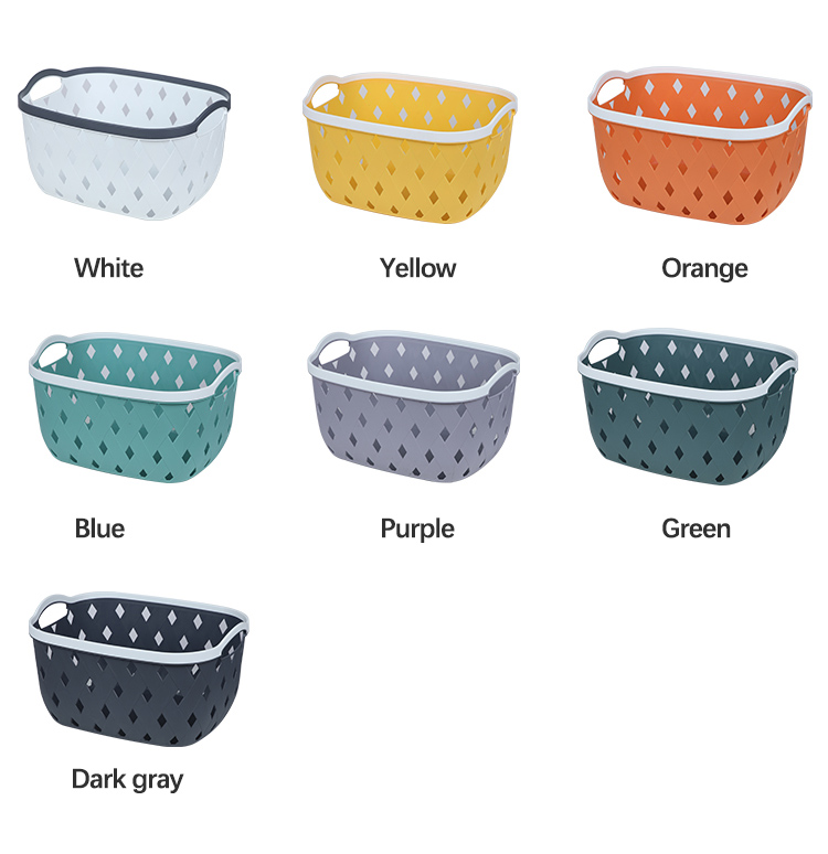 White Rectangular Plastic Shelf Organizer Basket With Handles