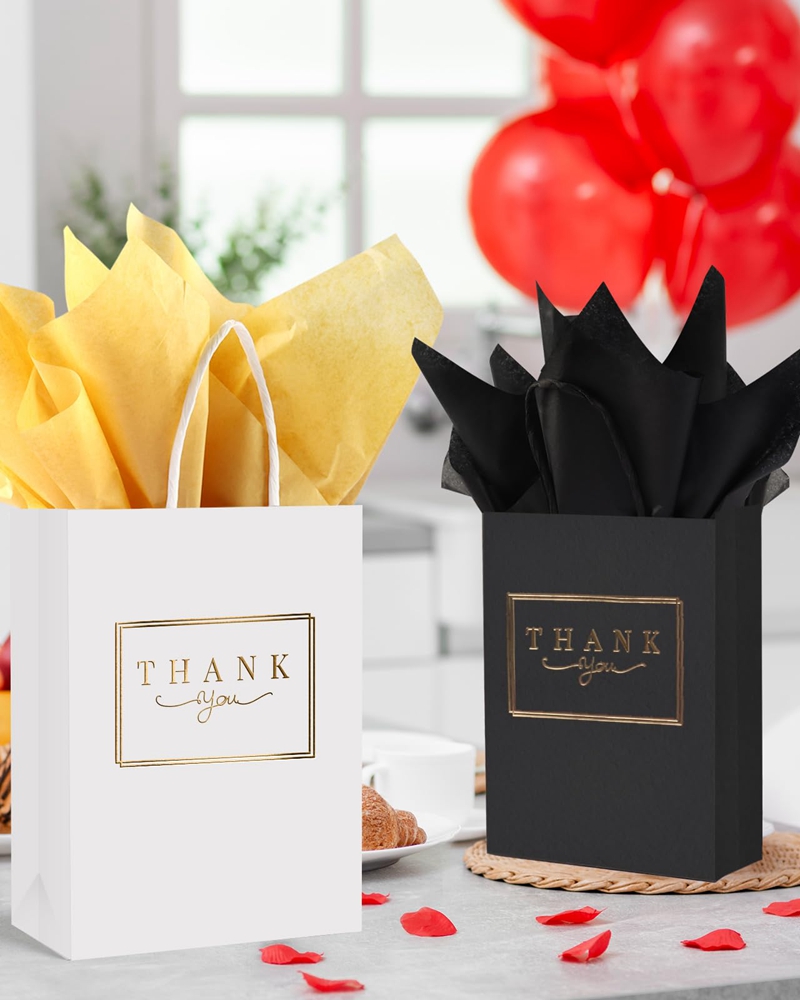 Hand Length Handle Popular Design Your Own Logo Handle Bulk Thank You Gift Carry Kraft Paper Bags