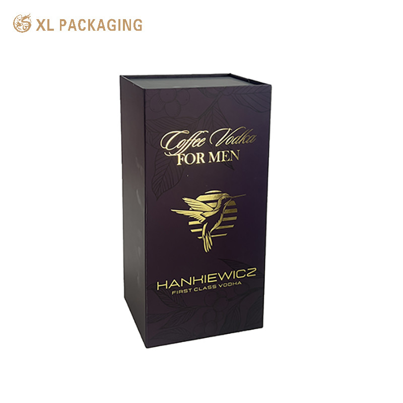 Custom Blue Paper Cardboard Rigid Boxes Book Shape Whisky Alcohol Drink Wine Packaging Gift Box With Magnet Closure
