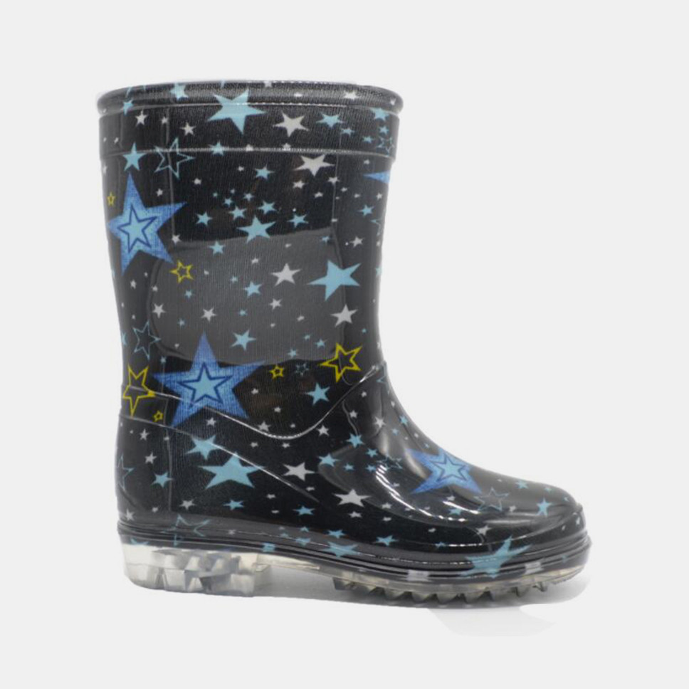 BSCI PVC Kids Light Up Rain Boots Lightweight With Star Printed