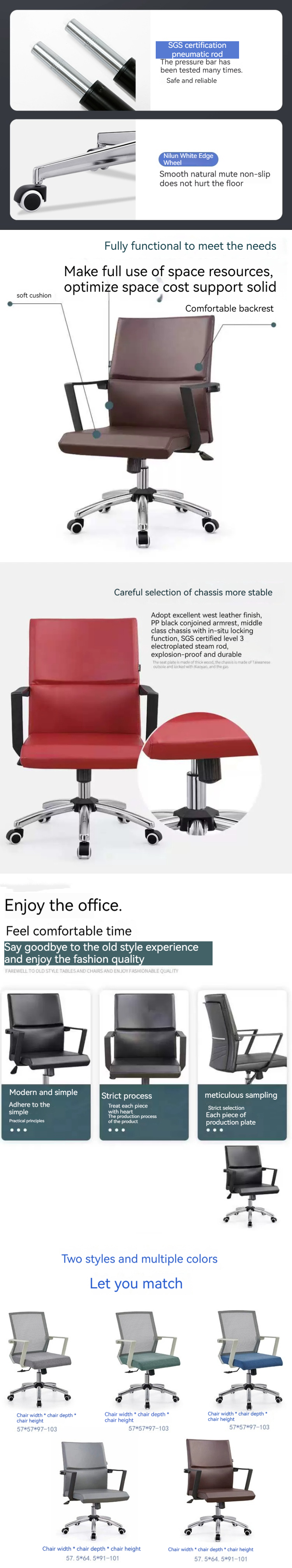 Breathable Mesh Backrest Executive Chair Height Adjustable Comfortable Seat for Business Premises