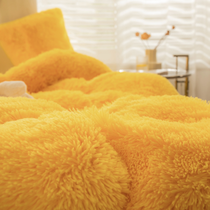 European and American Style Solid Color Thickened Warm Mink Velvet Duvet Bedding Set