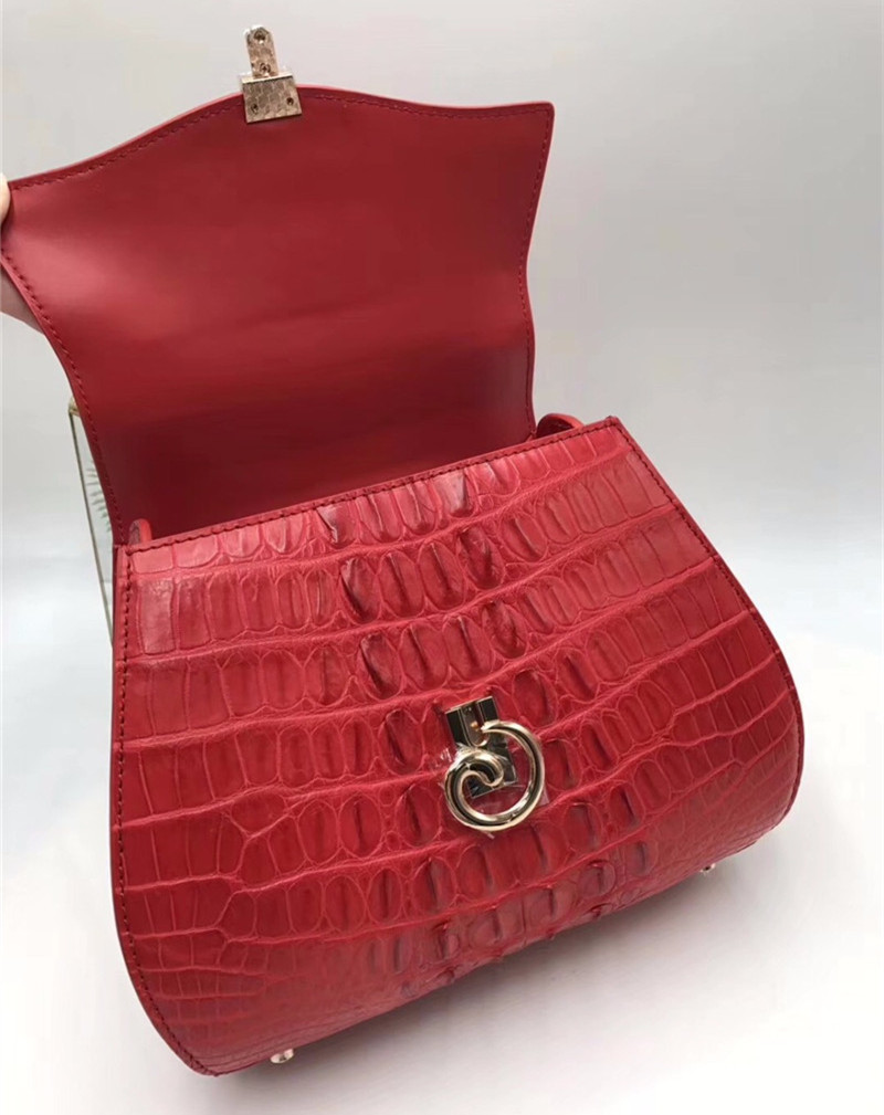 Authentic Crocodile Skin Lady Saddle Purse Genuine Alligator Leather Female Small Handbag Women Crossbody Shoulder Bag