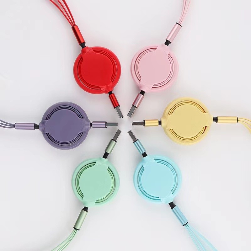 Multi Universal OD 3.5mm Fast Charging USB Cables Pink Yellow Green