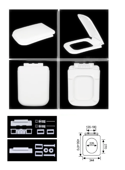 Modern Design Slow-Close Toilet Seat With Universal Compatibility And Soft Close Hinge