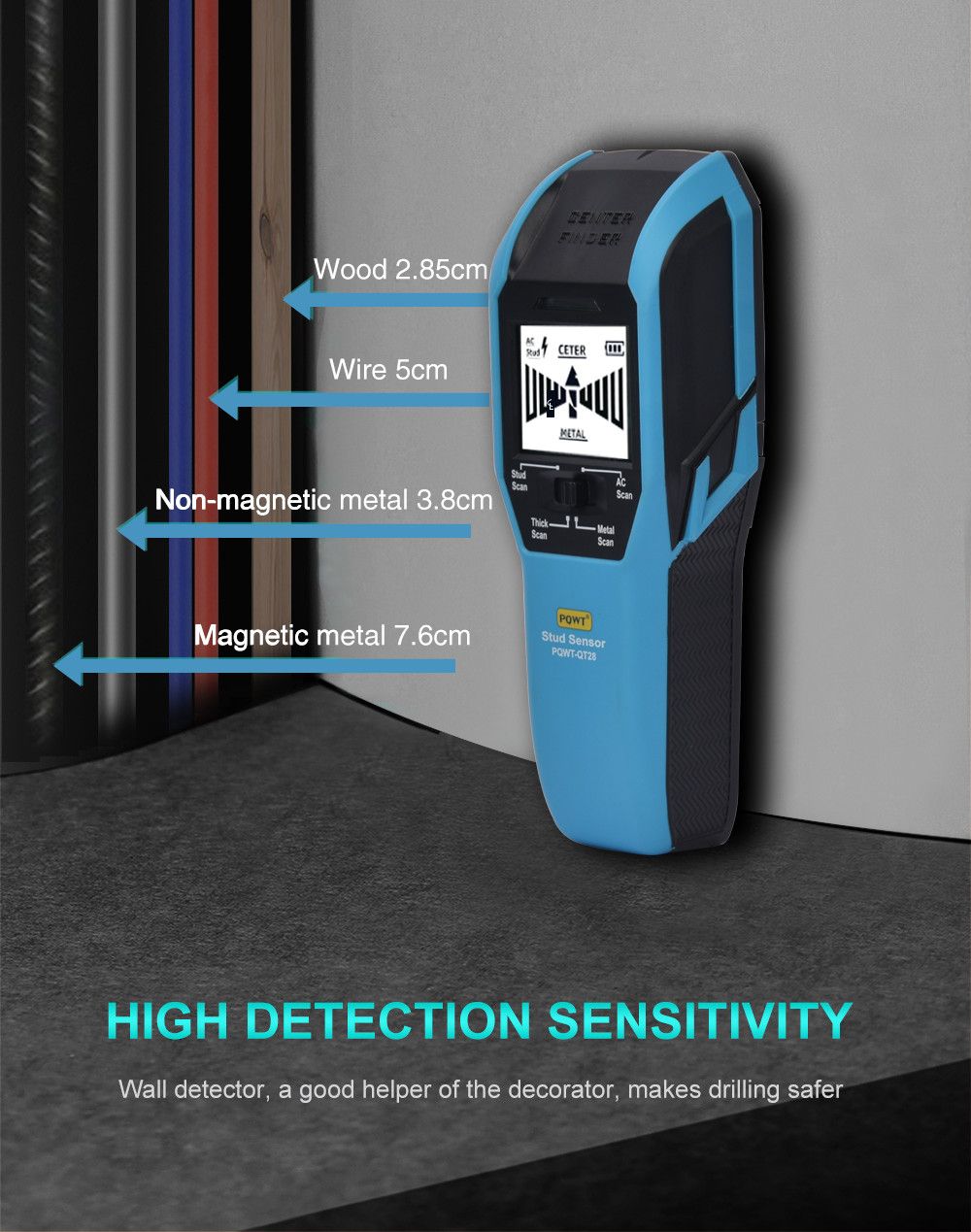 OEM Metal AC Live Wire Detector Multifunction Magnetic Stud Finder