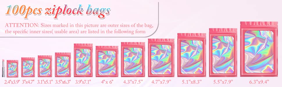 holographic Zip lockk bags