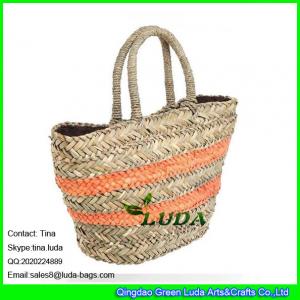 China LUDA striped seagrass straw lady shop handbag on sale